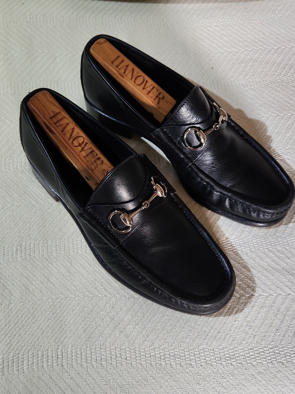 Gucci Black Leather Horsebit Loafers